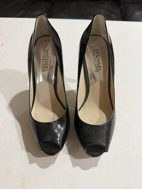 Michael Kors Black Patent Peep Toe Heels